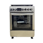 CUISINIERE ASTECH 4FEUX 60X60 A GAZ AVEC ECRAN + FOUR A GAZ ET CHAULEUR TOURN INOX CK66ELCF