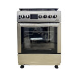 CUISINIERE ASTECH 4FEUX 60X60 A GAZ AVEC ECRAN + FOUR A GAZ ET CHAULEUR TOURN INOX CK66ELCF