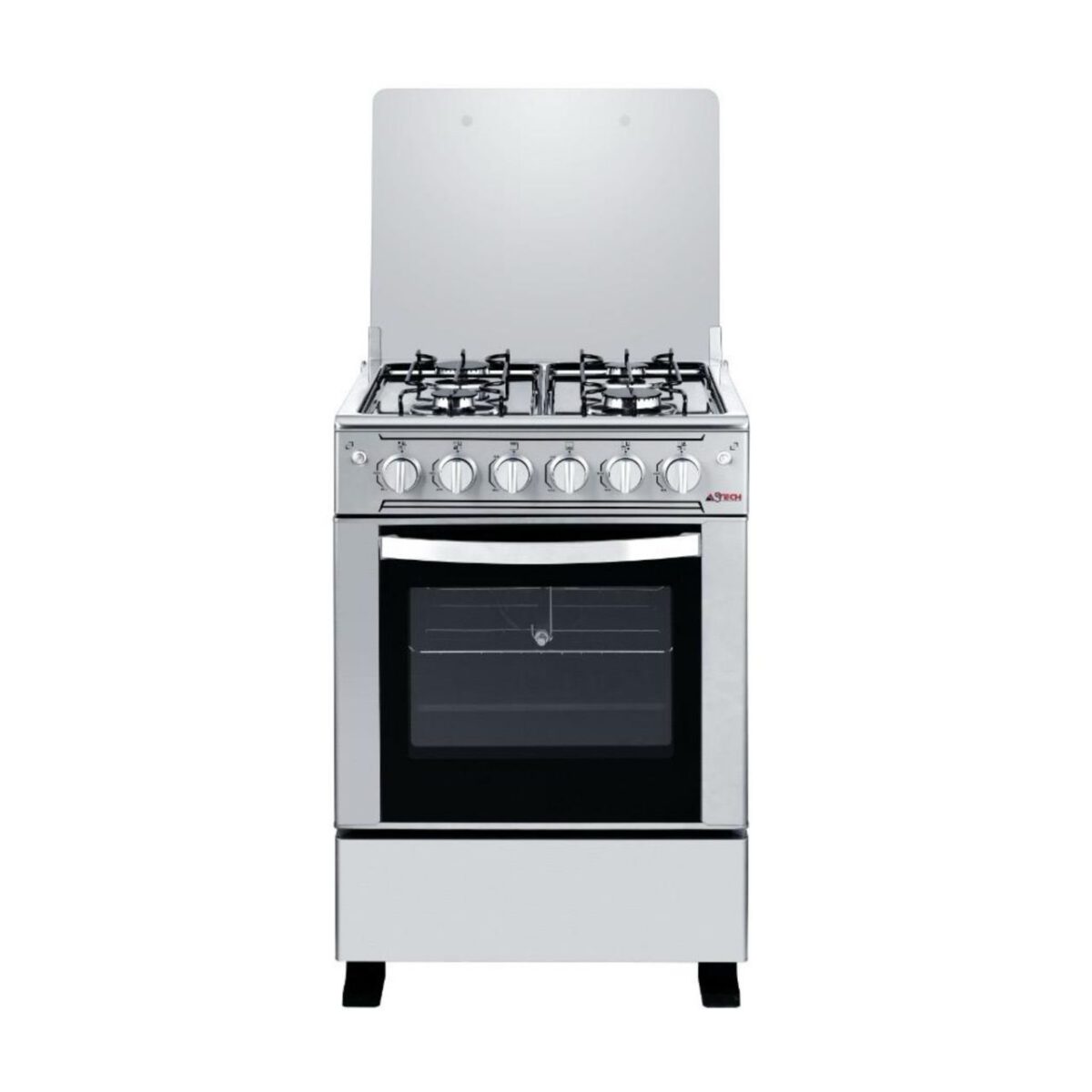 CUISINIERE ASTECH 4FEUX 60X60 A GAZ AVEC FOUR A GAZ INOX MIS CSI60MS