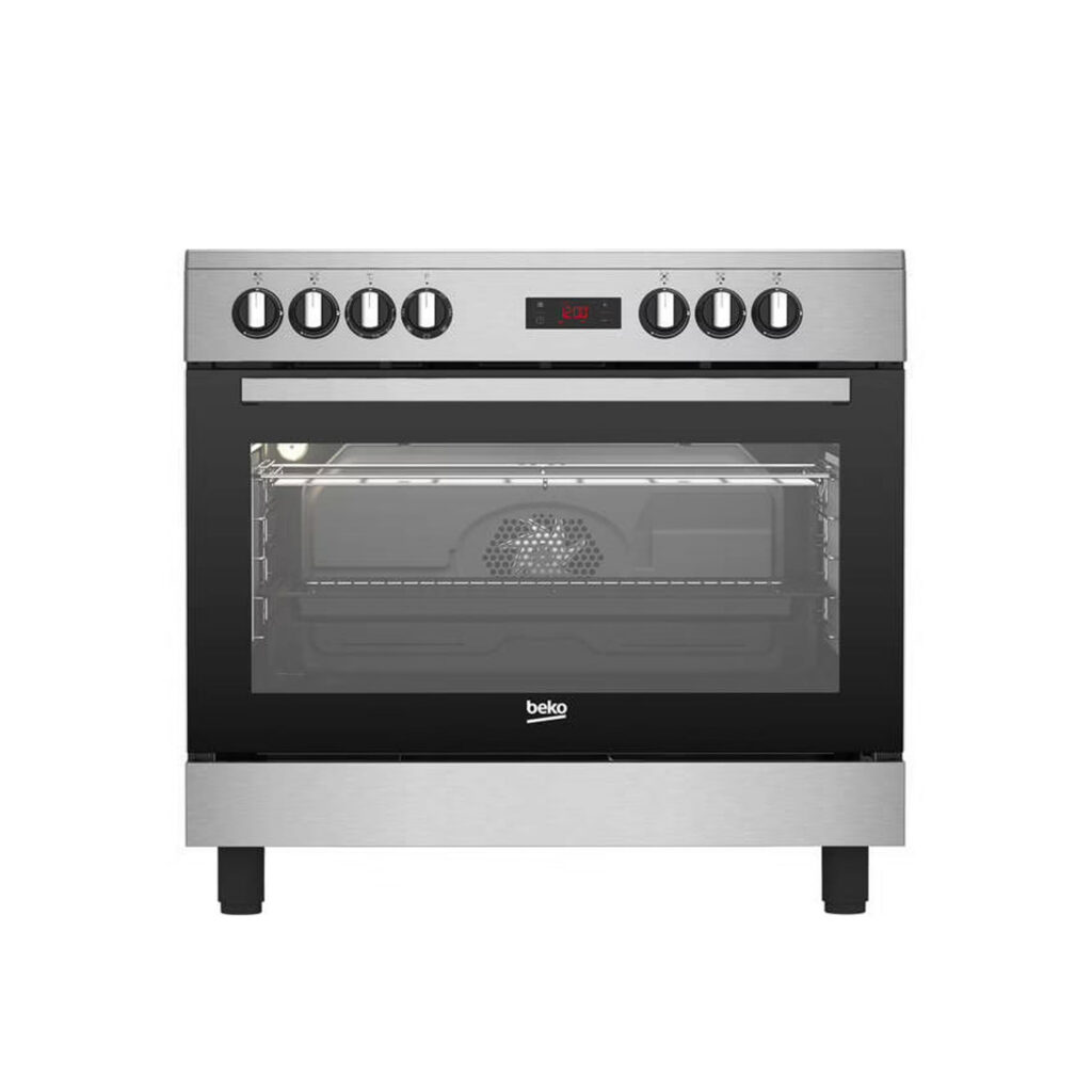 CUISINIERE BEKO 5FEUX 90X60 A GAZ FULL OPTION VENTILO+ FOUR ELECTRIQUE INOX BGM11226EX