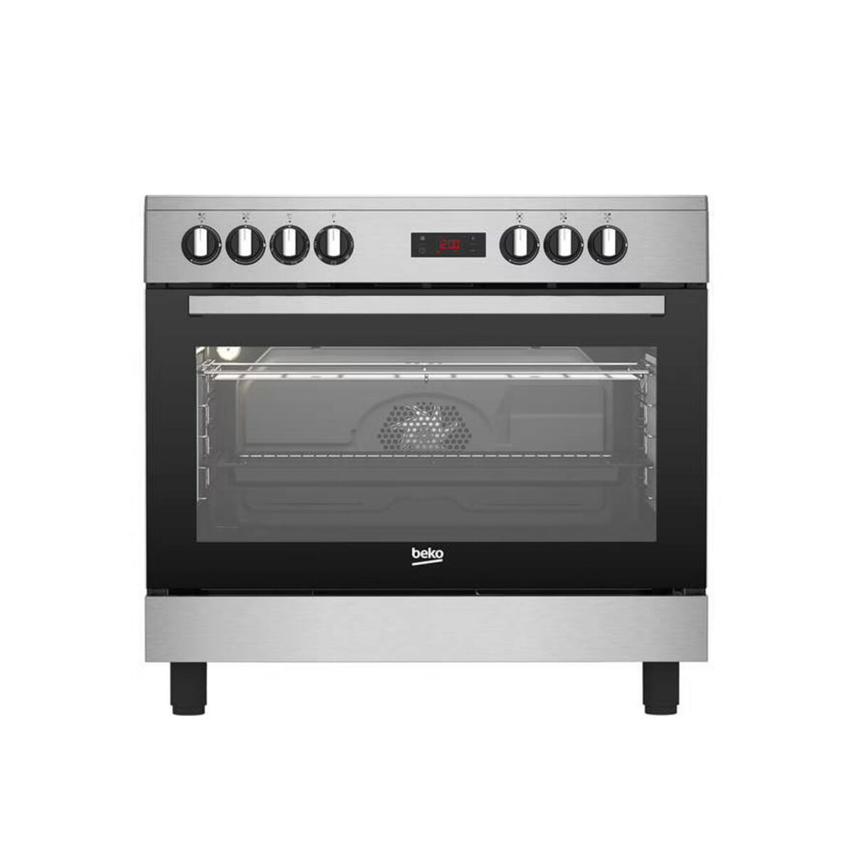 CUISINIERE BEKO 5FEUX 90X60 A GAZ FULL OPTION VENTILO+ FOUR ELECTRIQUE INOX BGM11226EX