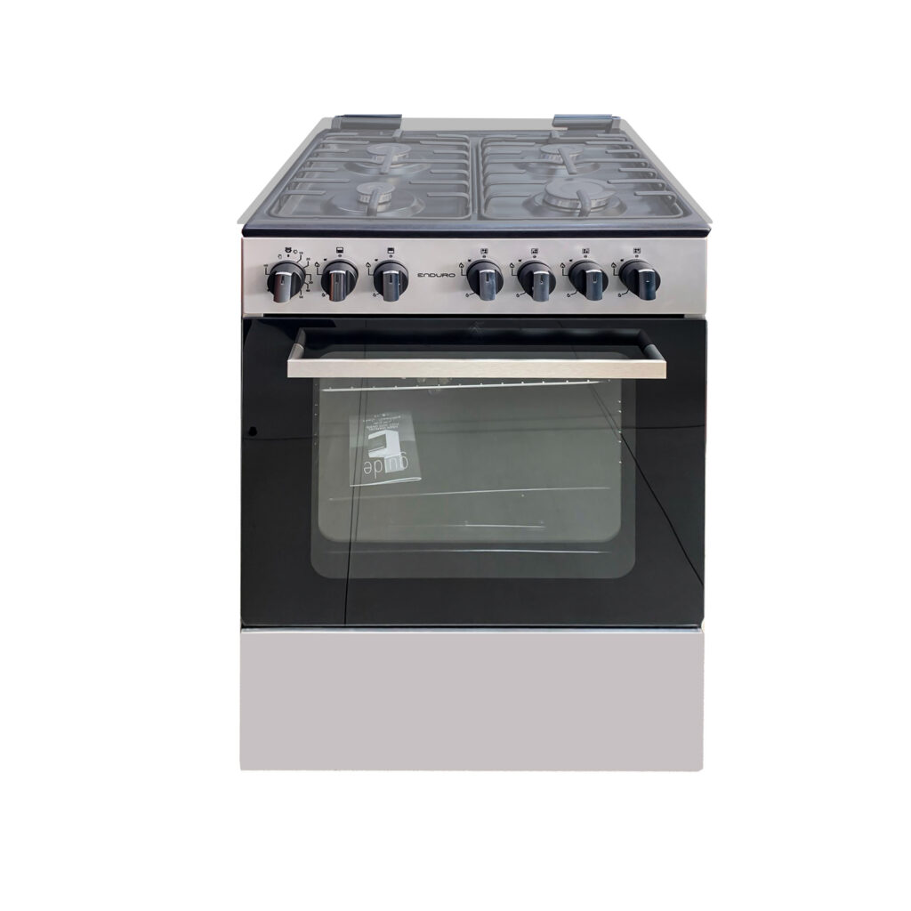 CUISINIERE ENDURO 4FEUX 6X60 A GAZ 2BOUTTONS CONTROLE ALLUMAGE ELECTRIQUE GRIS AFS6040G