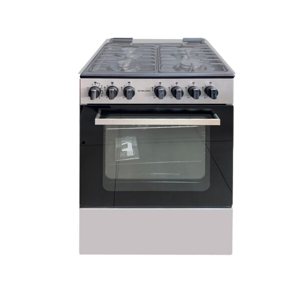 CUISINIERE ENDURO 4FEUX 6X60 A GAZ 2BOUTTONS CONTROLE ALLUMAGE ELECTRIQUE GRIS AFS6040G