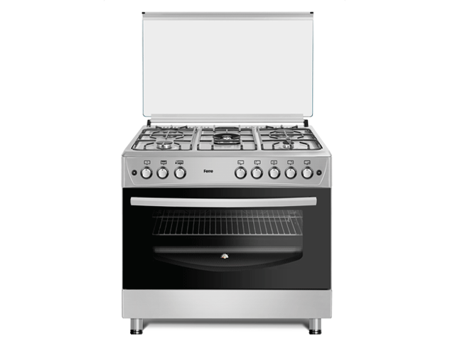 CUISINIERE FERRE 5FEUX 90X60 A GAZ GRIS F9P50G2-DI