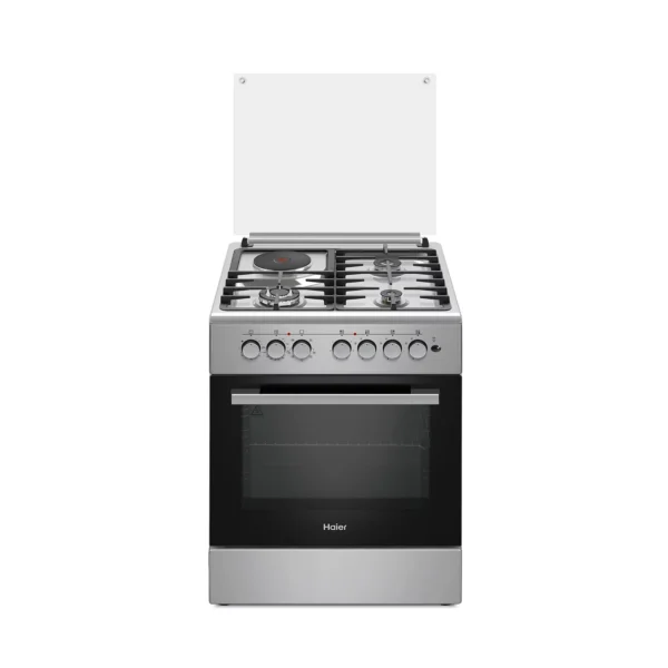 CUISINIERE HAIER 4FEUX 60X60 3FEUX GAZ 1FEUX ELECTRIQUE + FOUR A GAZ GRIS HCR2031EGS