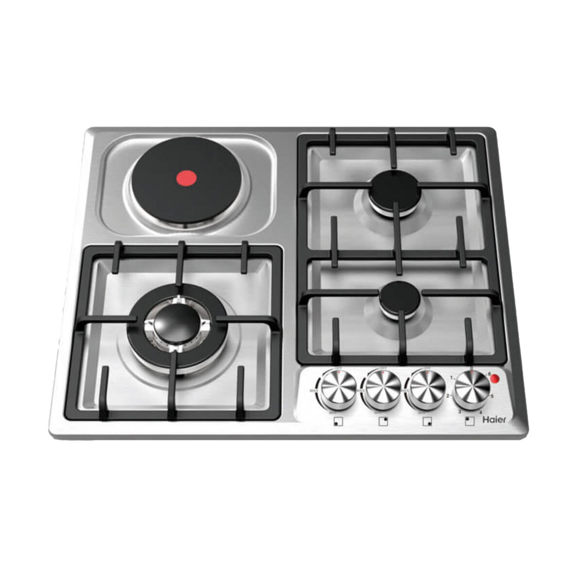 PLAQUE HAIER ENCASTRABLE 4FEUX MIXTE 3F A GAZ 1F ELECTRIQUE INOX HOBF60FS