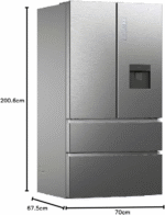 REFRIGERATEUR HAIER SIDE BY SIDE 4PORTERS 477LITRES AVEC FONTAINE GRIS HFW7720EWMP