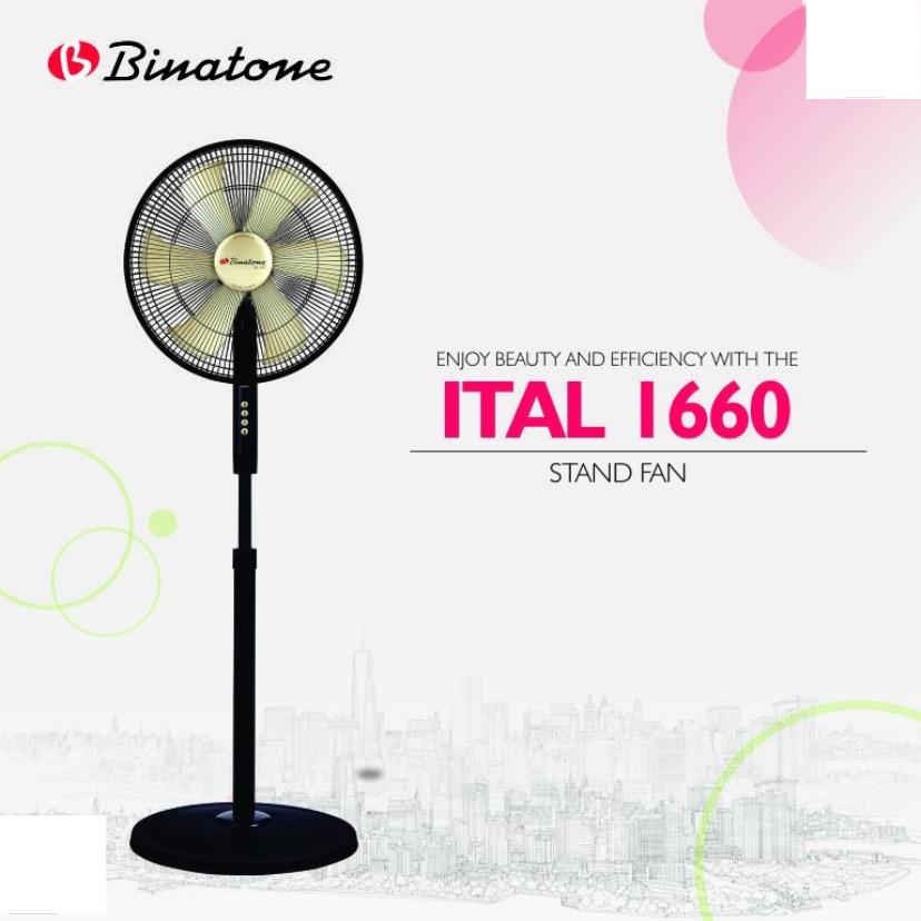 VENTILATEUR BINATONE 16 » SUR PIED NOIR DORE ITAL1660