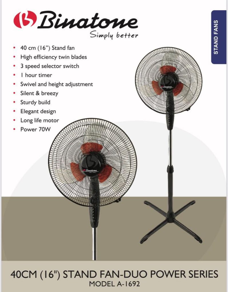VENTILATEUR BINATONE SUR PIED DOUBLE HELICES A1692