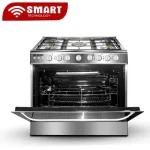 CUISINIERE SMART TECHNOLOGY 5FEUX 90X60 A GAZ ROTISSEUR INOX STC9060C